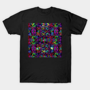 Black & Neon Kaleidoscope Pattern - Colorful - Rainbow Neon T-Shirt